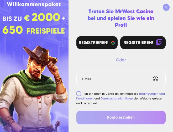 Mr West Casino registrieren